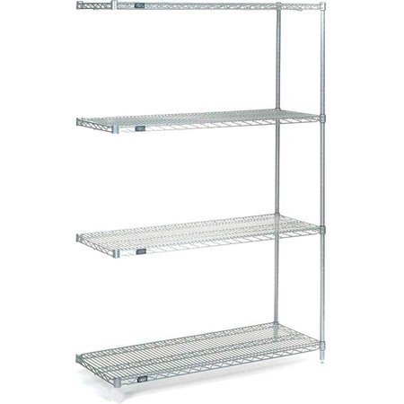 NEXEL Stainless Steel, 5 Tier, Wire Shelving Add-On Unit, 54W x 24D x 63H A24546S5